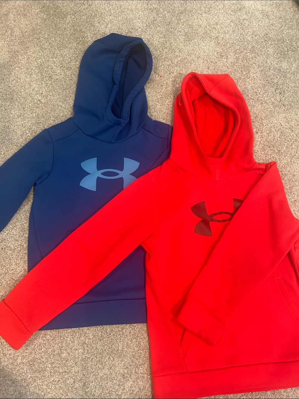 Under Armour Kids Hoodies in Red and Navy with Logo